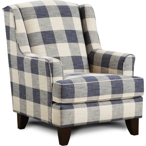 Accent Chair in Yucatan Indigo Check Fabric